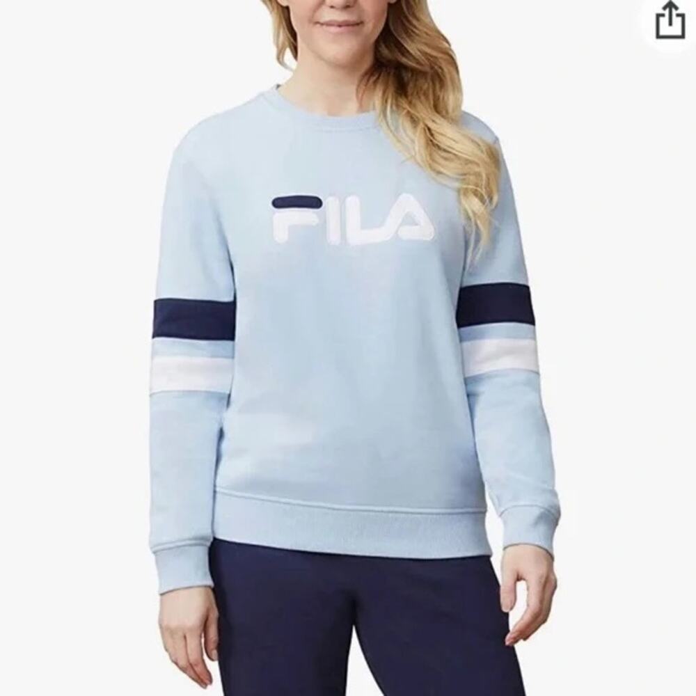 Fila | Women's Natalie Pullover Crewneck Sweatshirt big logo vintage feel stripe